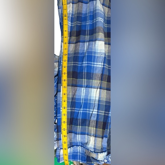Van Winkle Pajama Set Blue White Gray Plaid Flannel L p32 - Picture 8 of 9